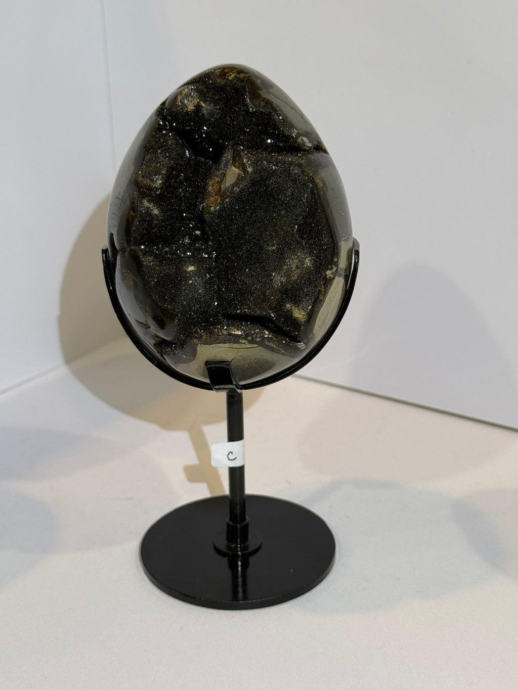 Septarian Dragon Egg with Black Stand