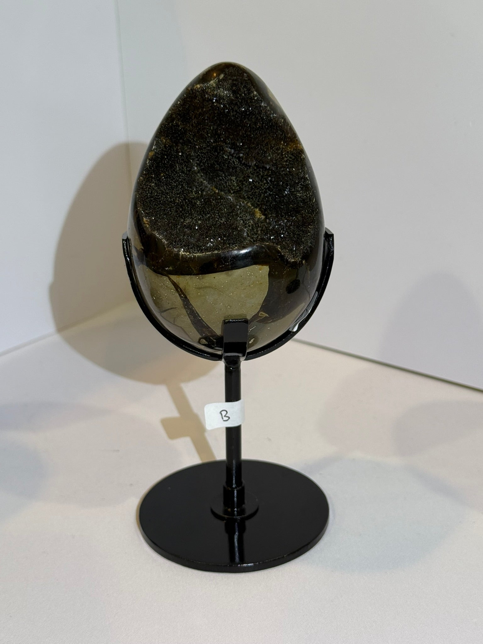 Septarian Dragon Egg with Black Stand