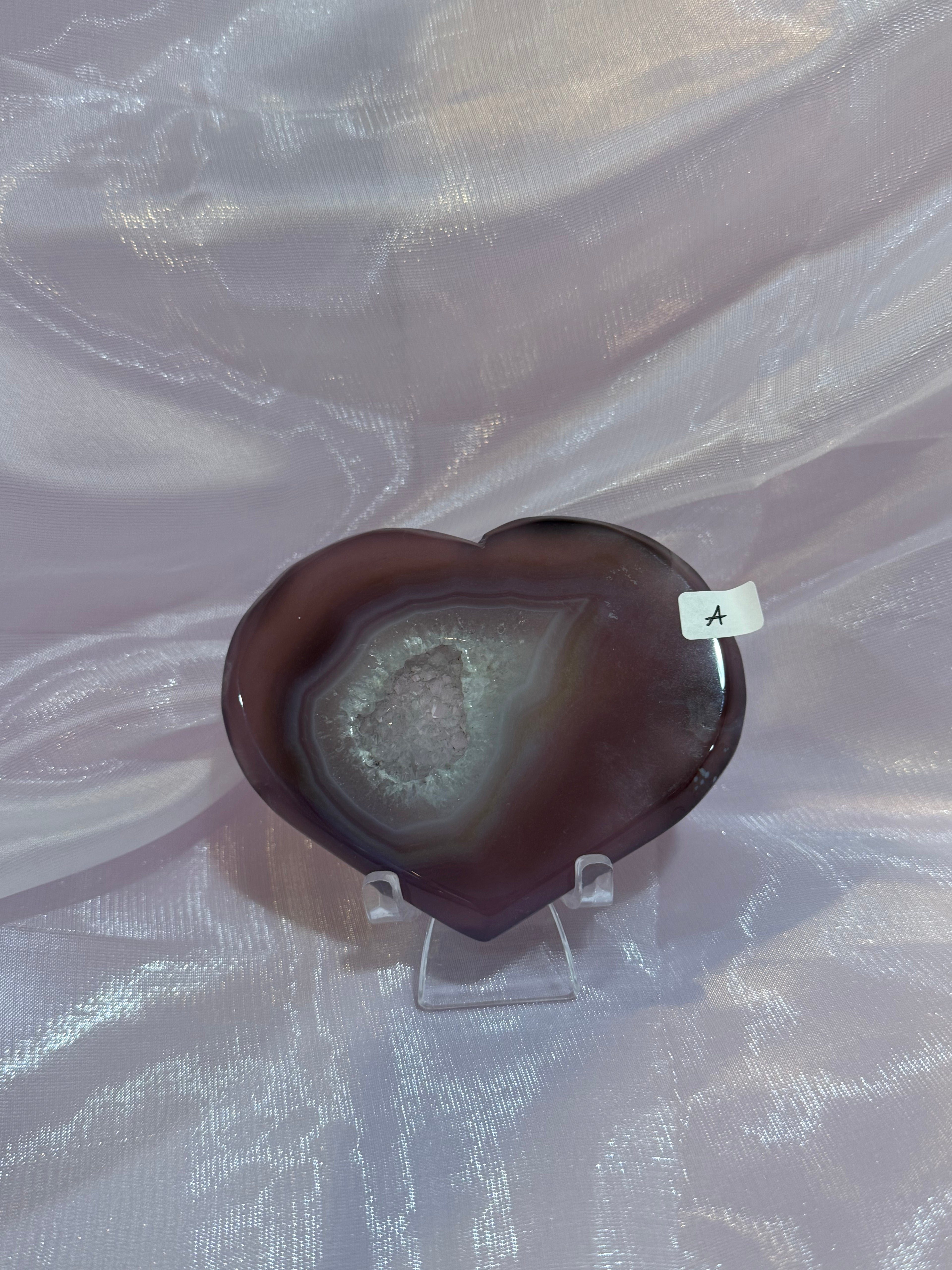 Purple Agate Druzy Heart "A"