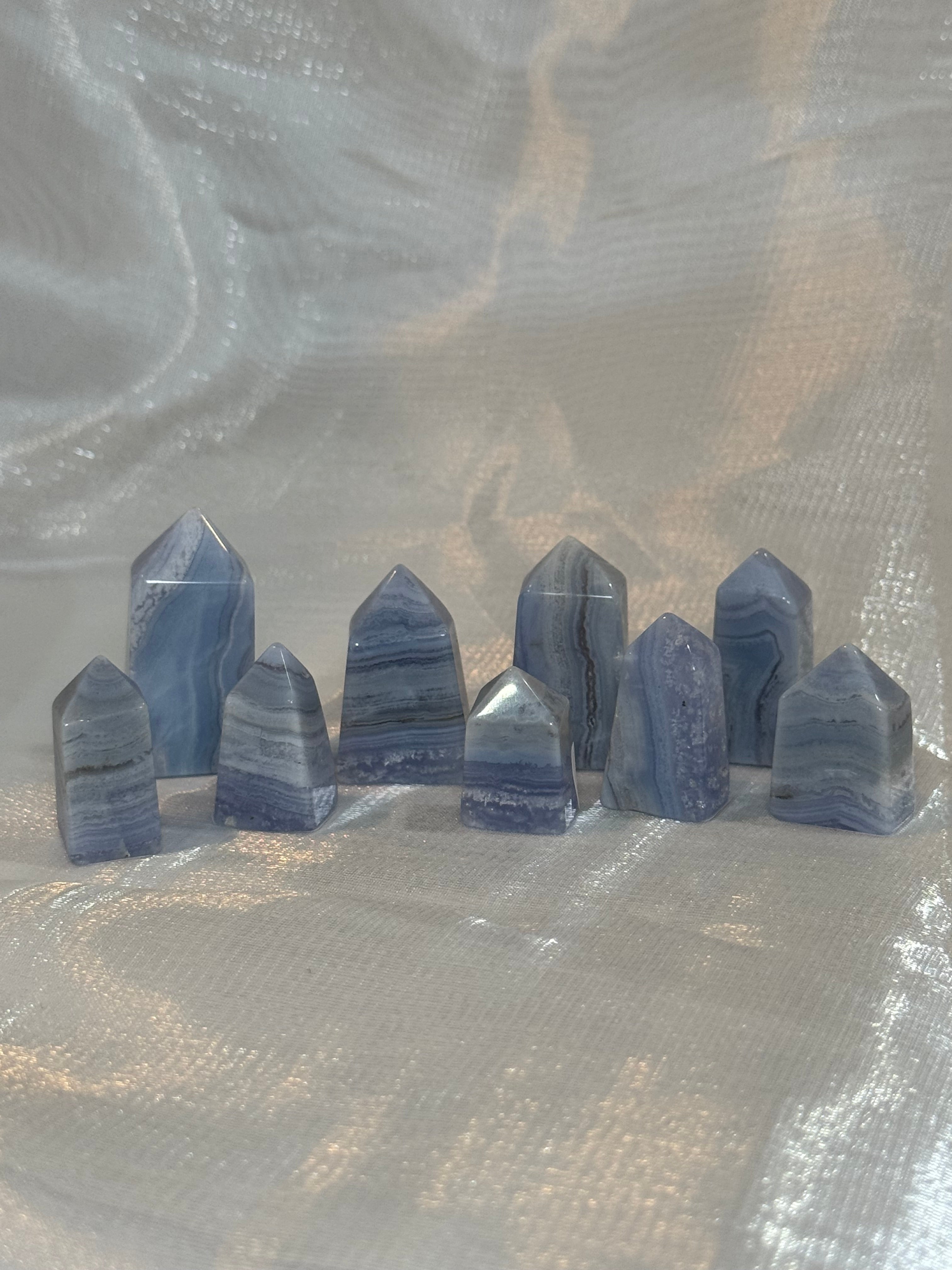 Mini blue lace agate towers