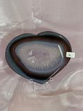 Purple and Blue Banded Agate Heart with Druzy Center "G"