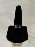 Silver Ring with Garnet and CZ Gemstones Size 7.5