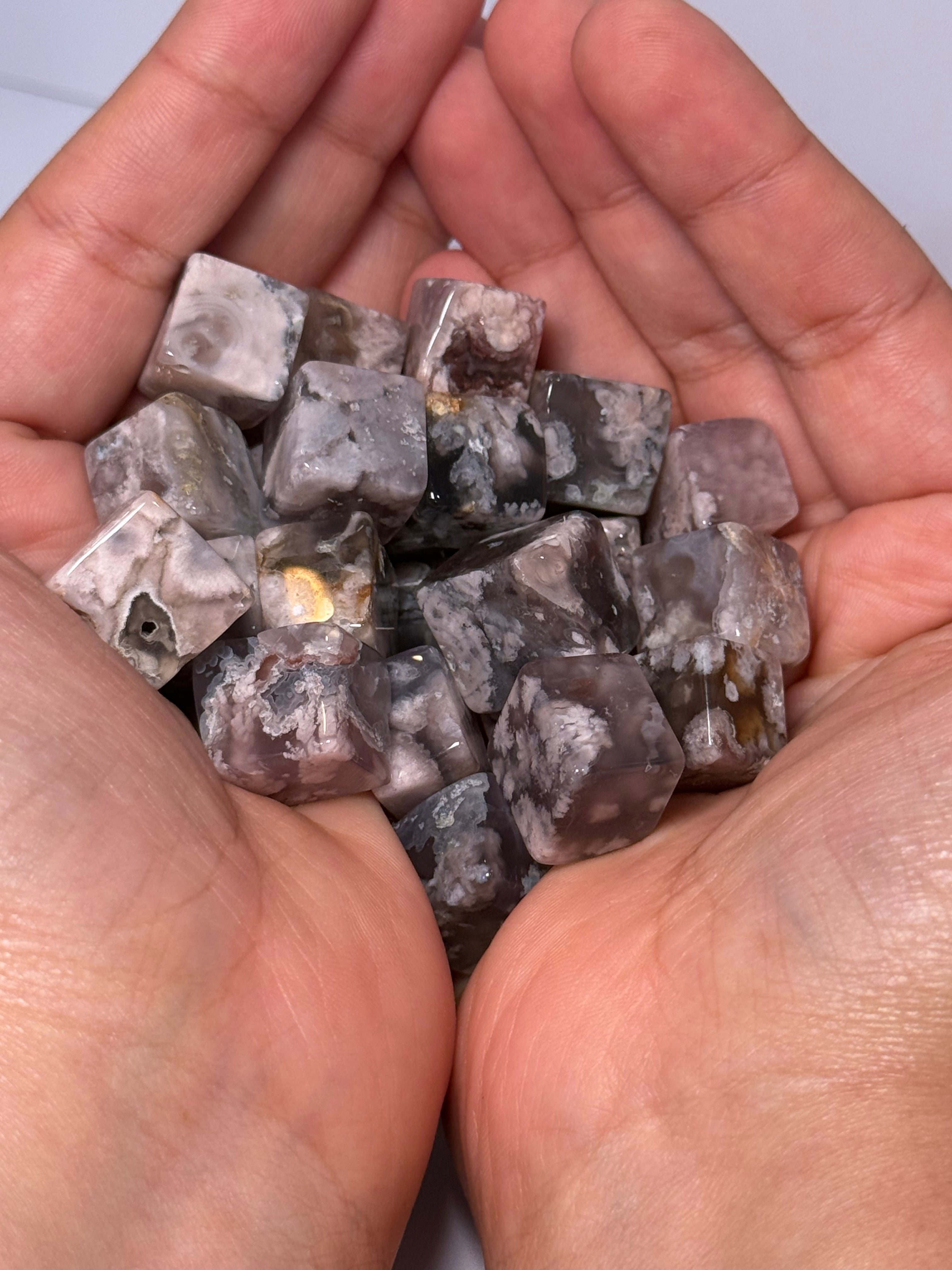 Mini Flower Agate Cubes