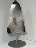 Druzy Agate Tower with Amethyst Center on Stand