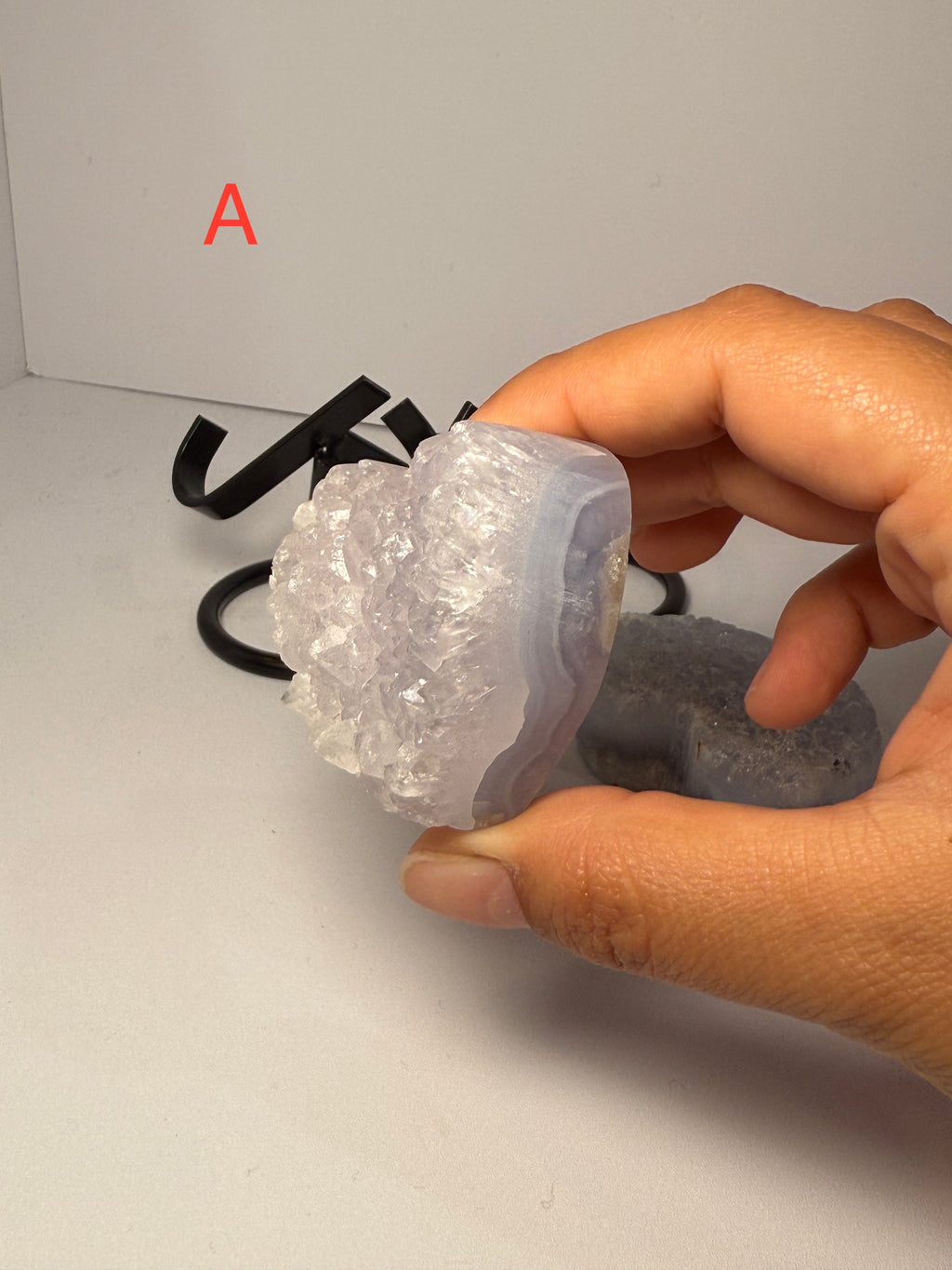 Blue Lace Agate Druzy Heart