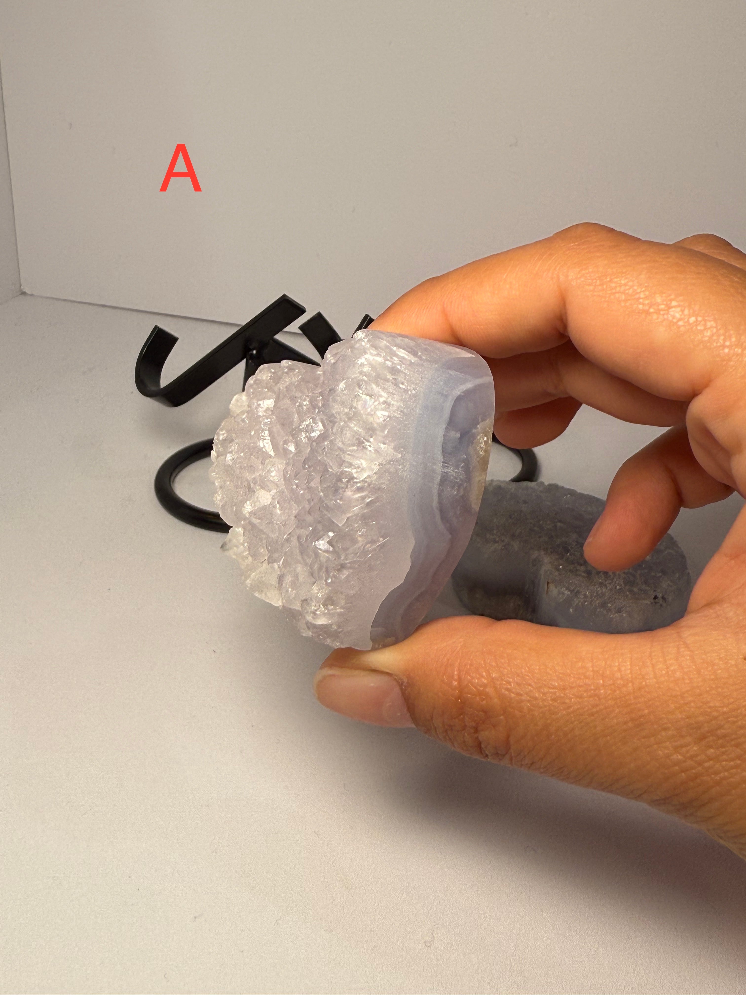 Blue Lace Agate Druzy Heart