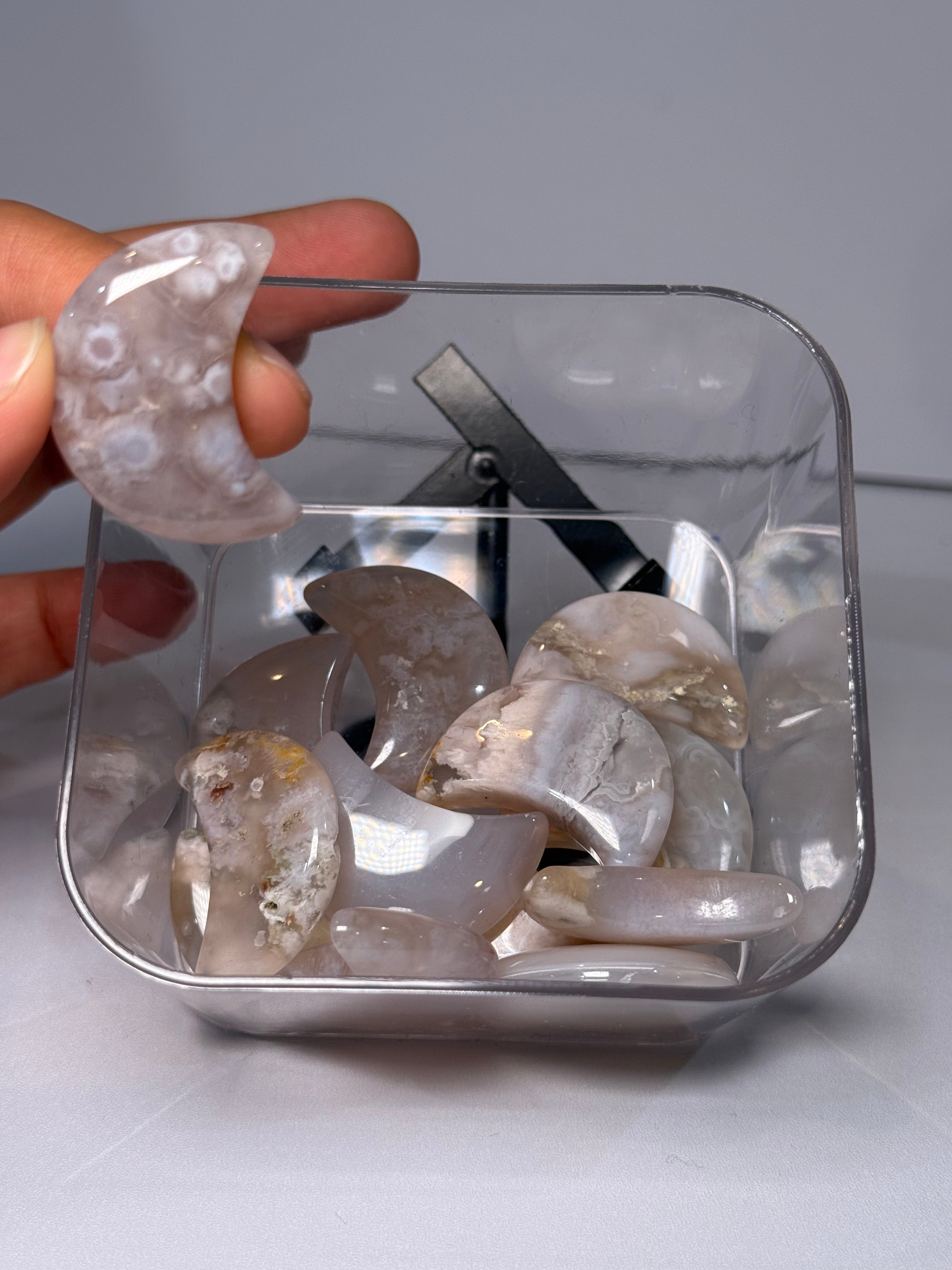 Flower Agate Mini Moon