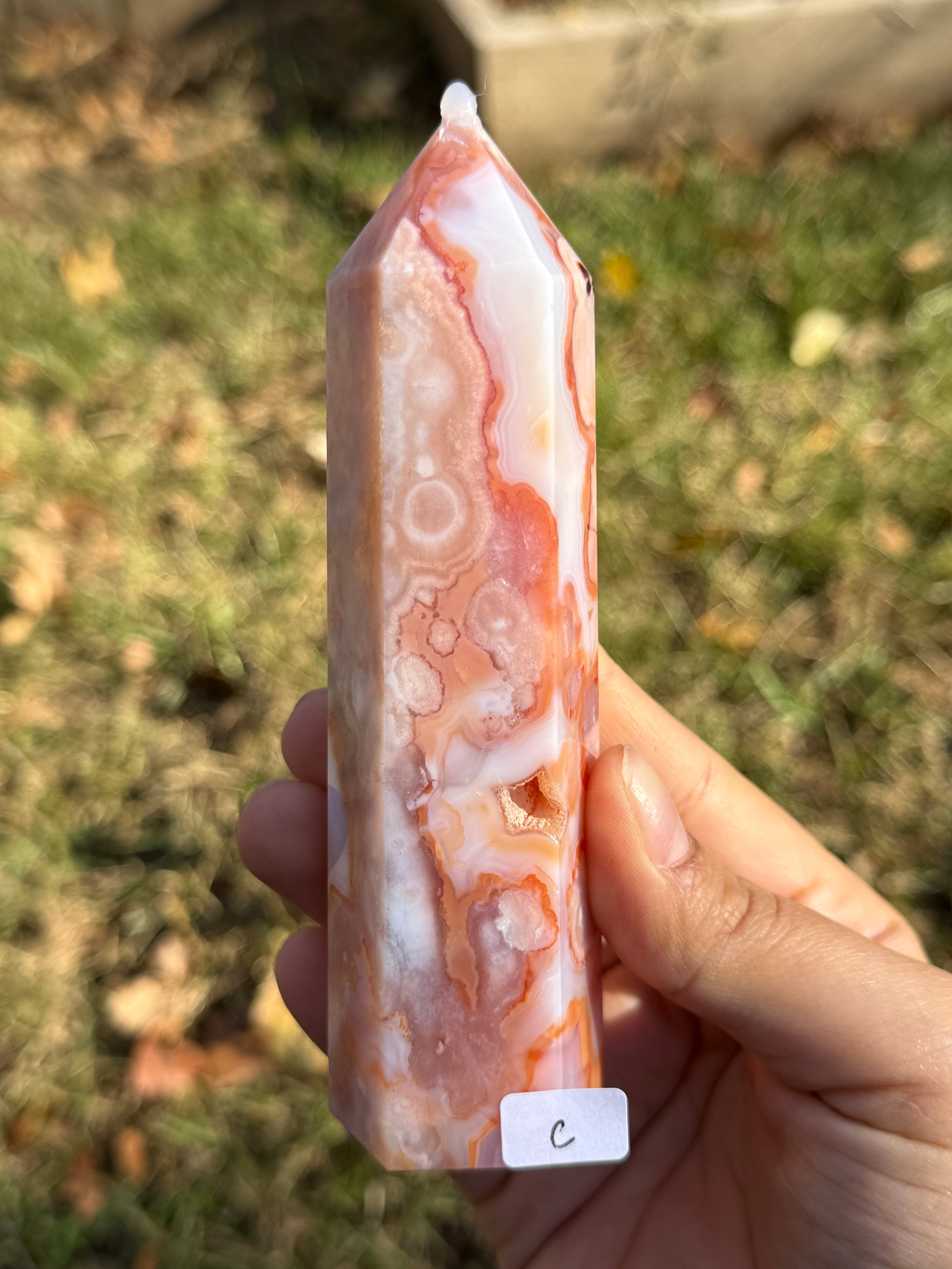 Carnelian with flower agate towers