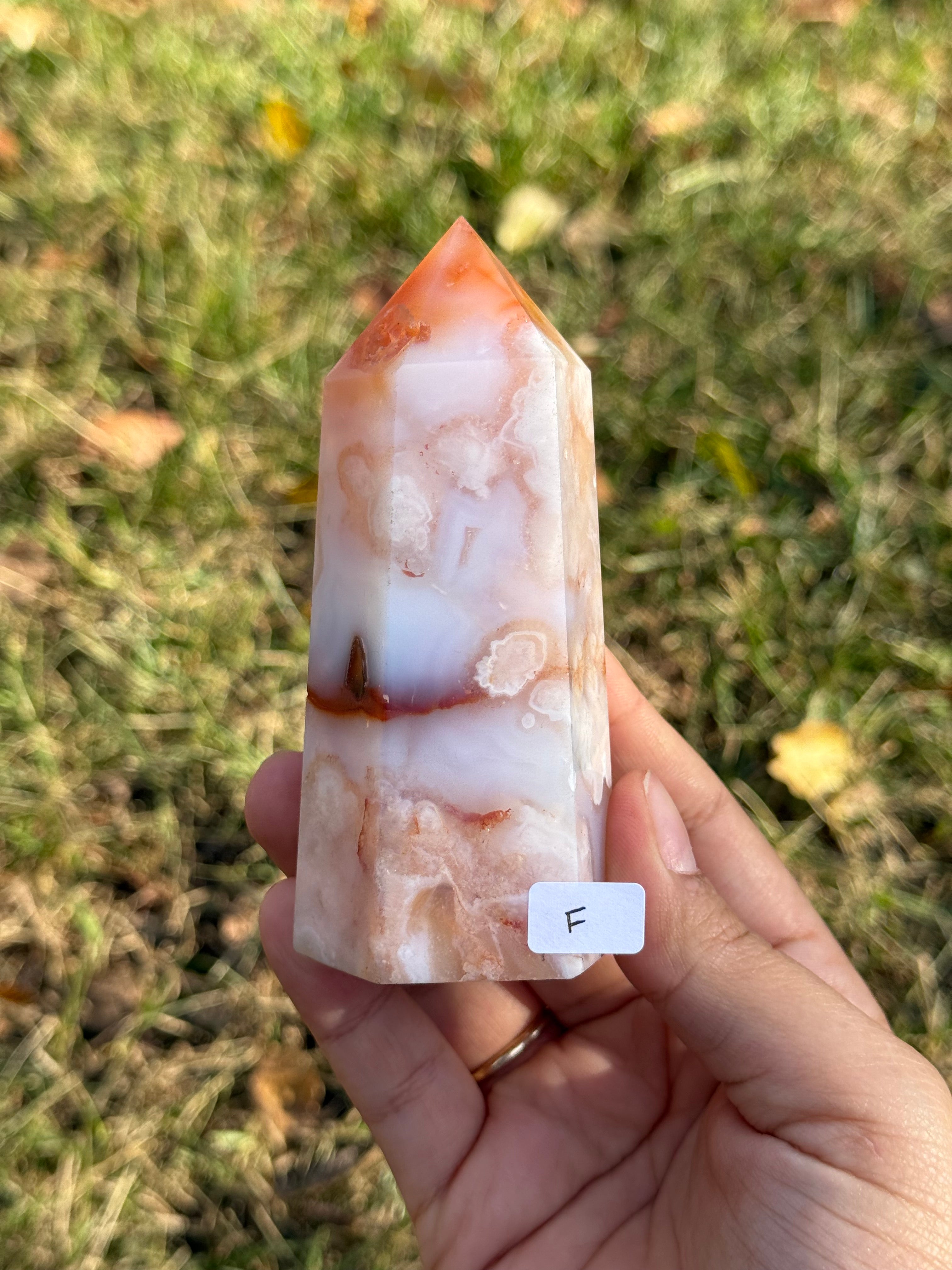 Carnelian with flower agate towers