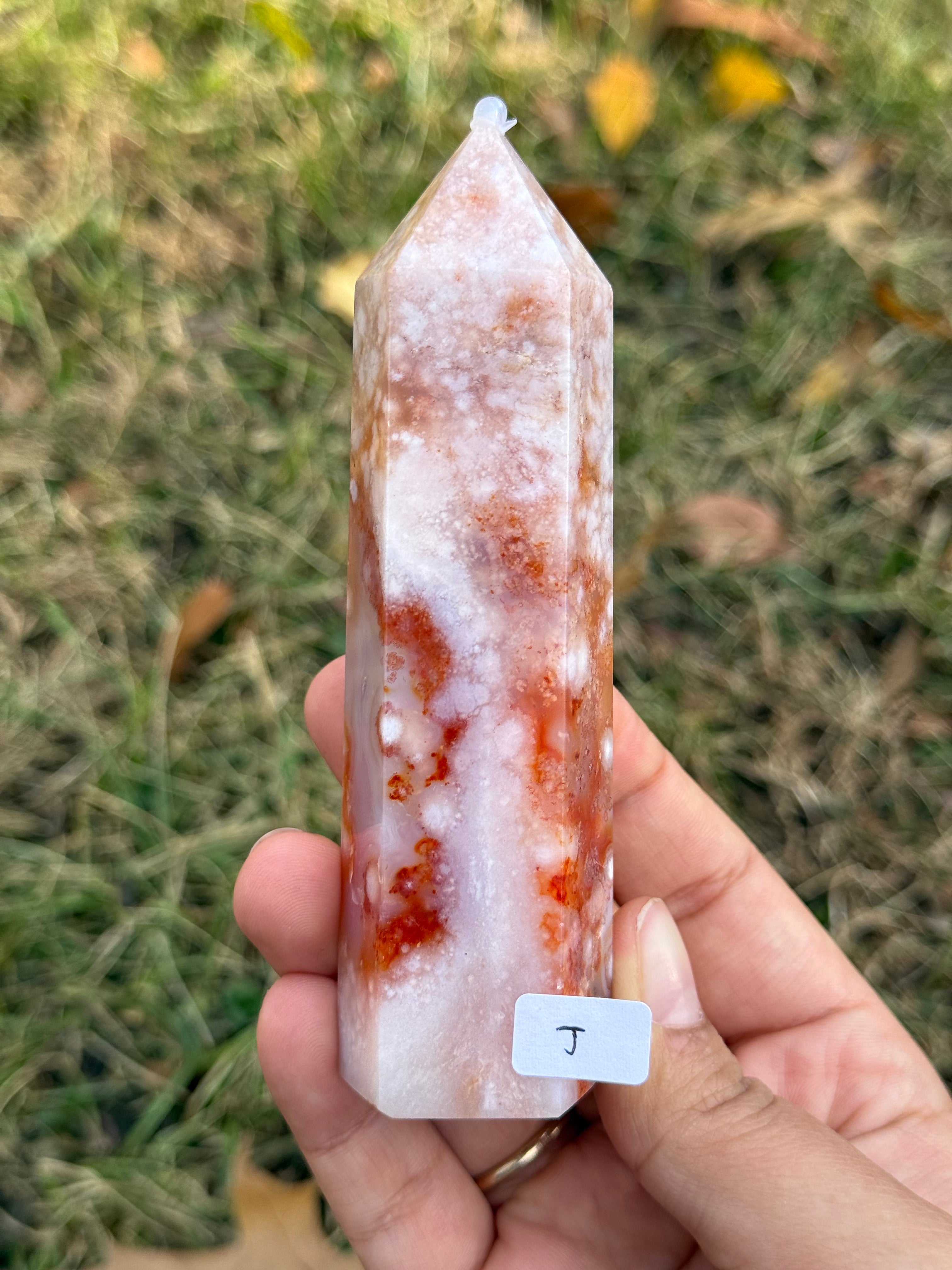 Carnelian with flower agate towers
