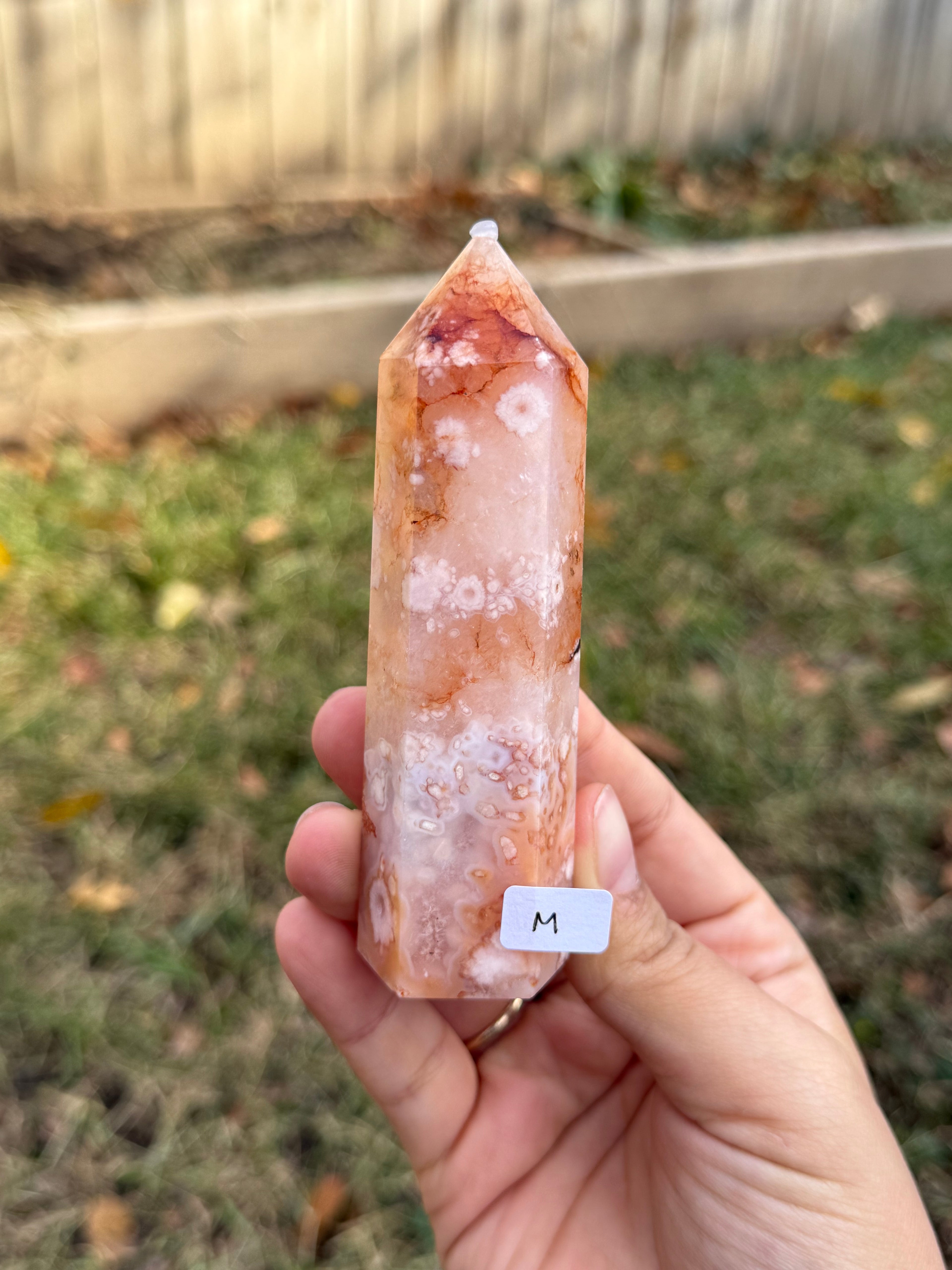 Carnelian with flower agate towers