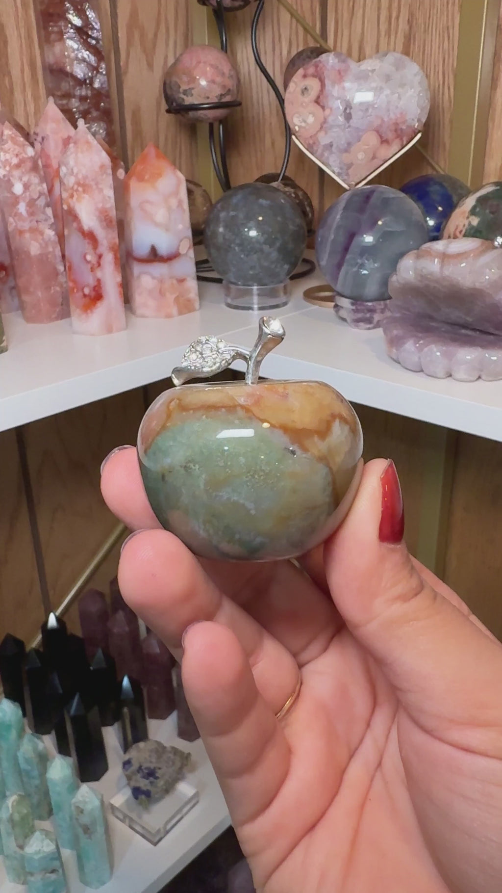 Ocean Jasper Apples with Rhinestones
