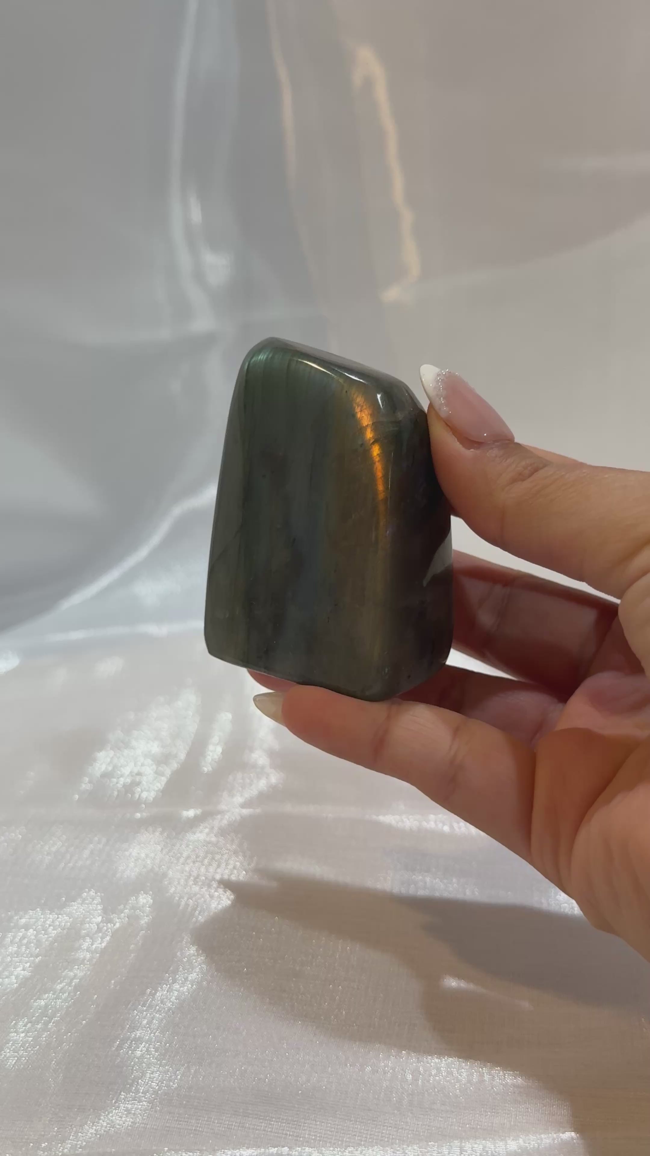 Orange and Blue Flash Labradorite Freeform “F”