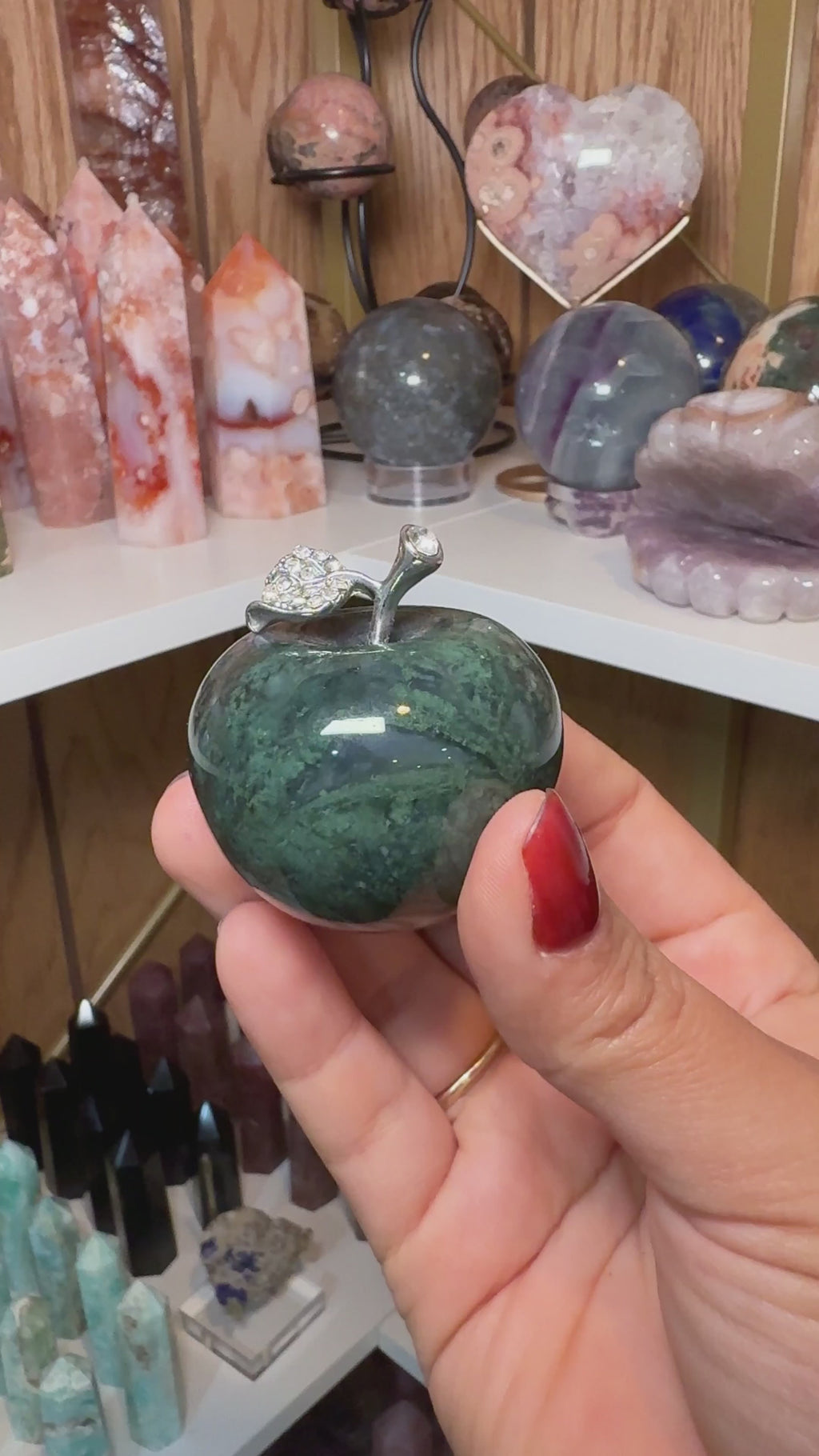 Ocean Jasper Apples with Rhinestones