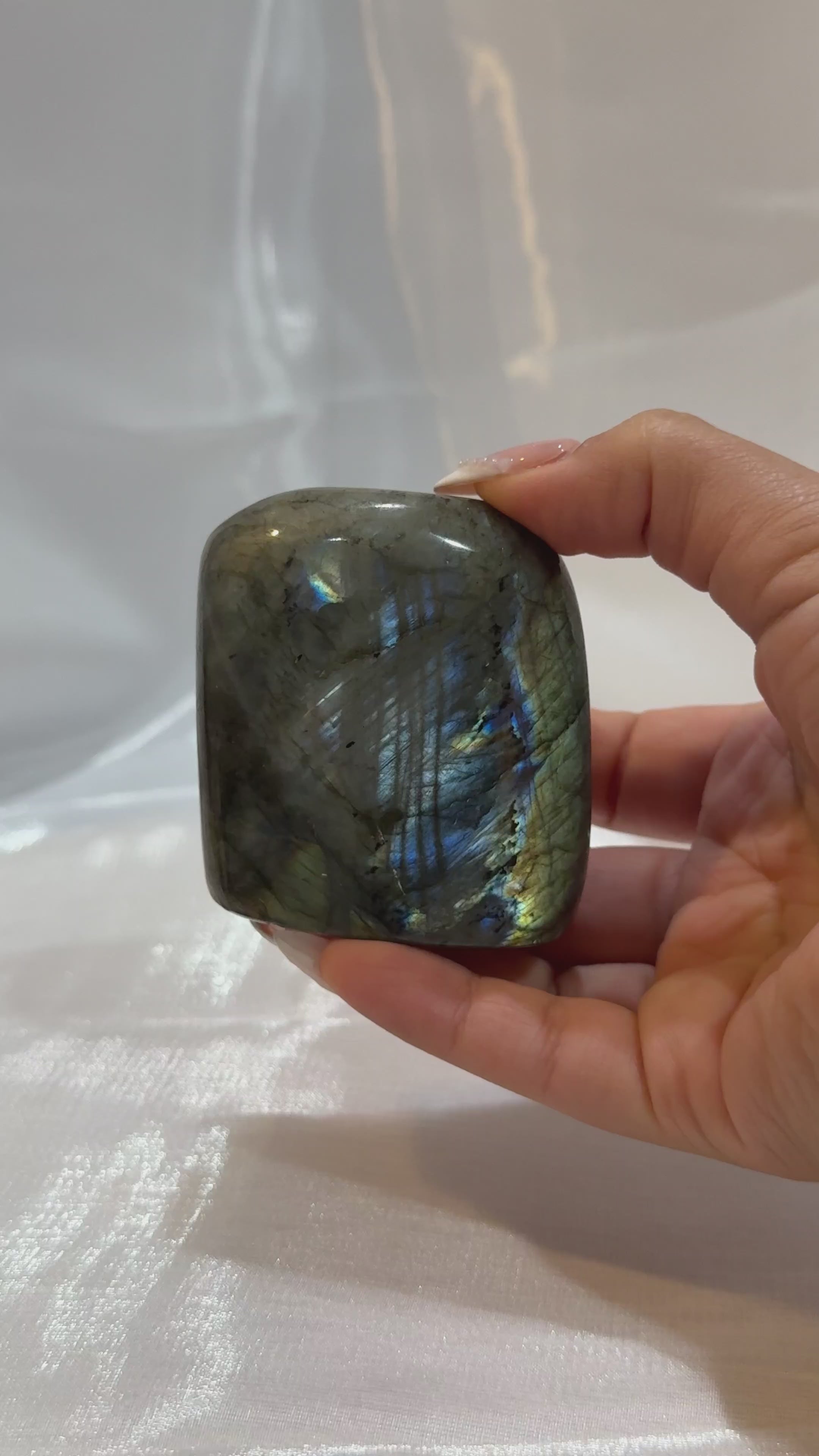 Blue and Green Flash Labradorite Freeform "J"
