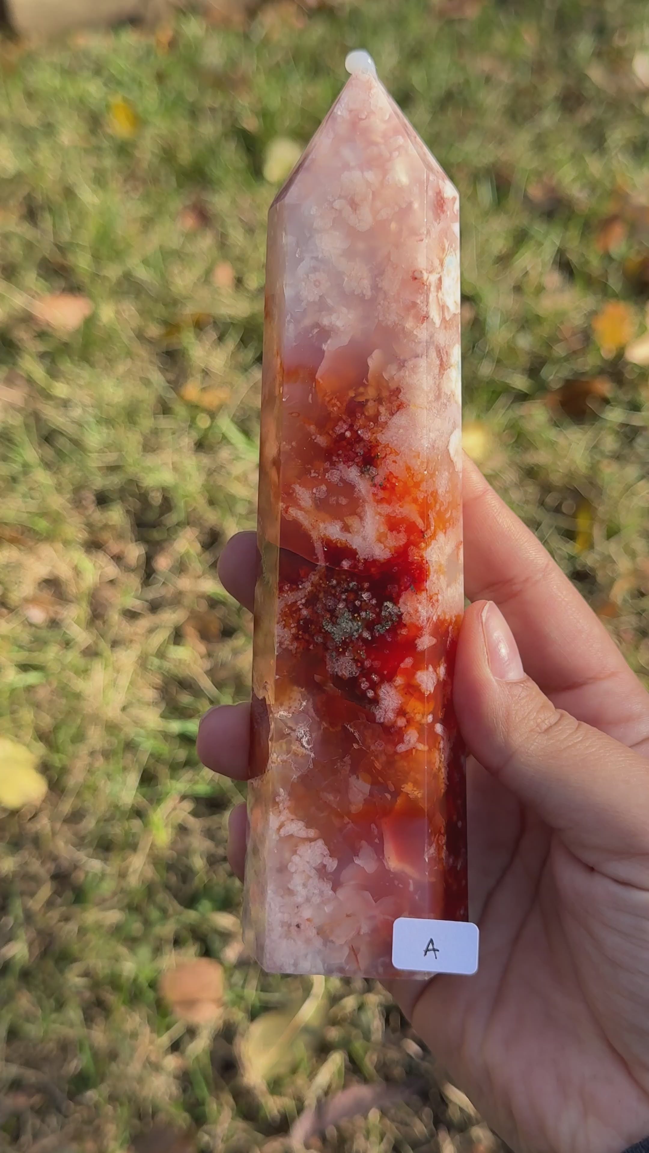 Carnelian with flower agate towers