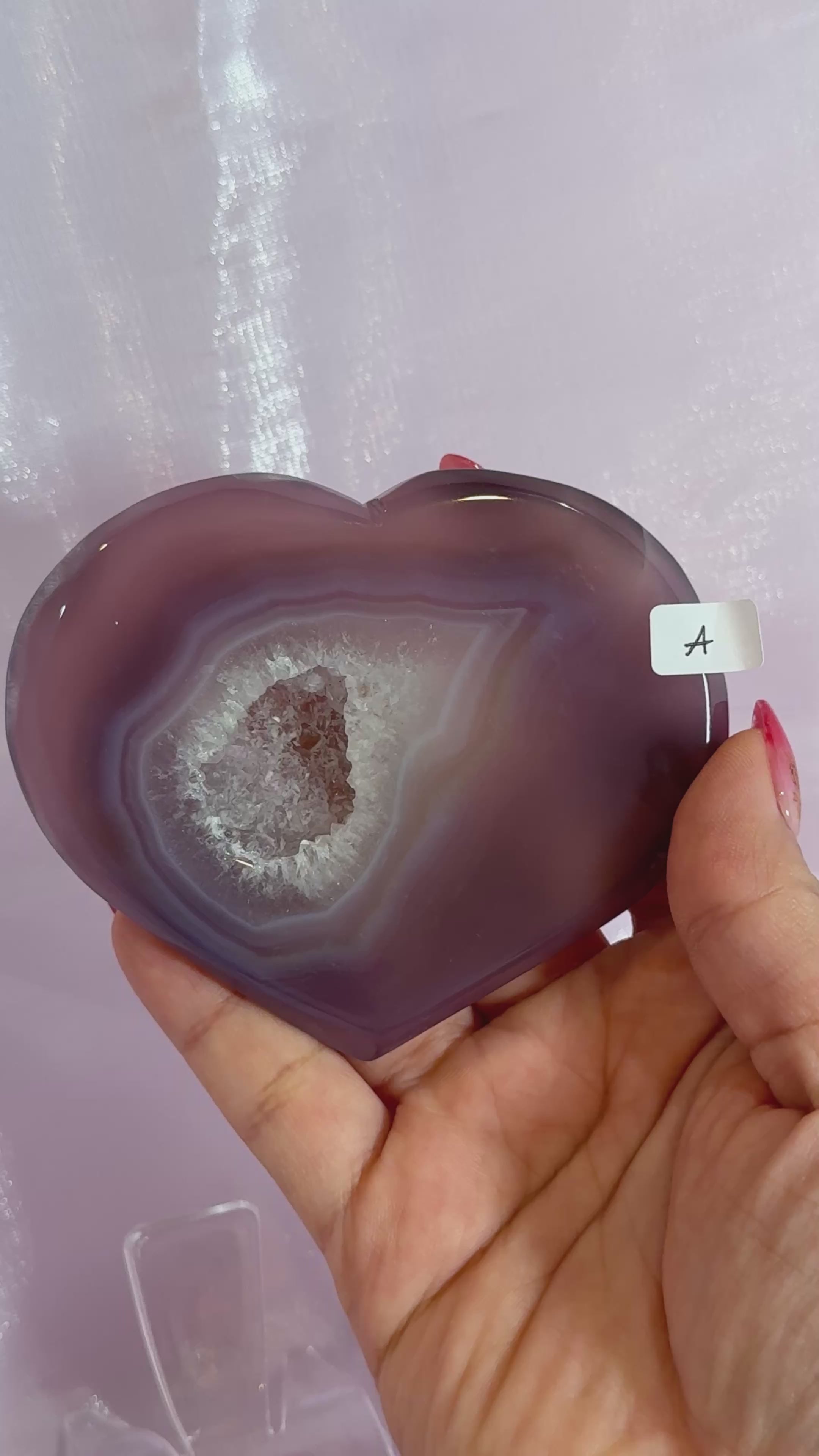 Purple Agate Druzy Heart "A"