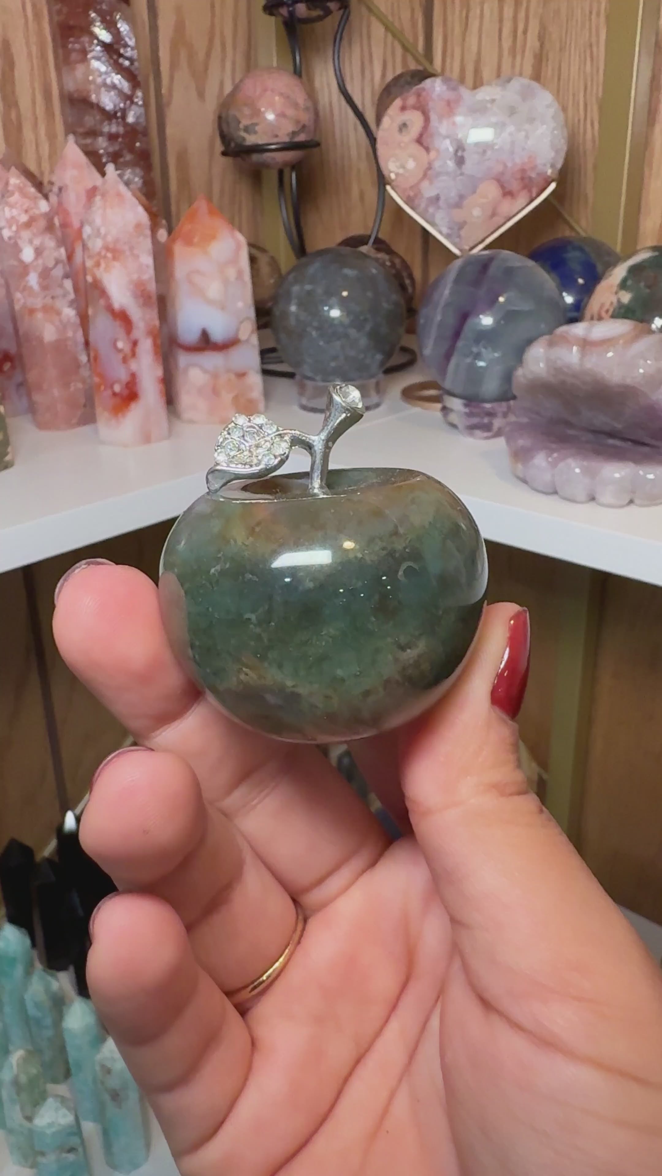 Ocean Jasper Apples with Rhinestones