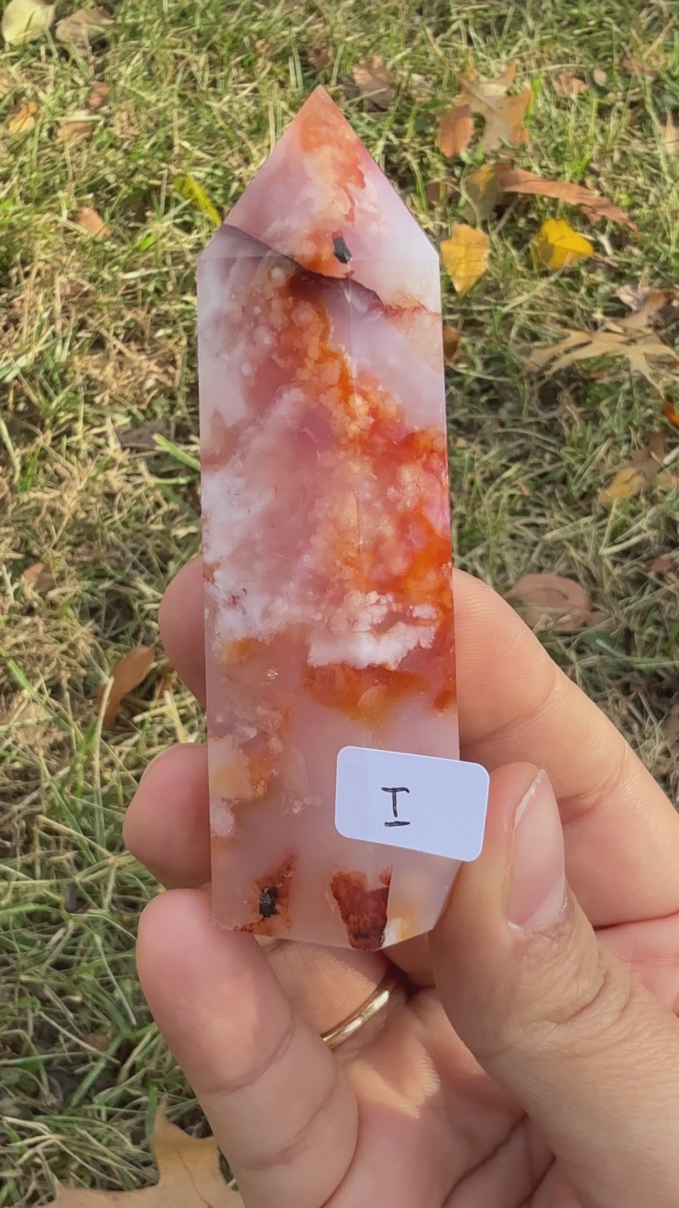 Carnelian with flower agate towers