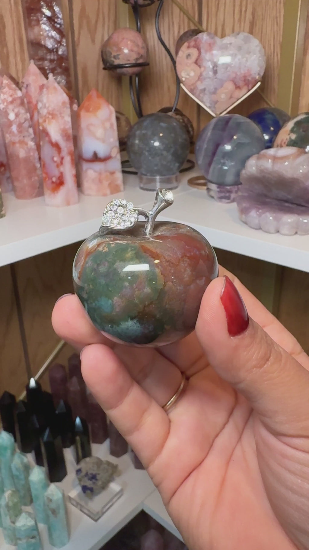 Ocean Jasper Apples with Rhinestones