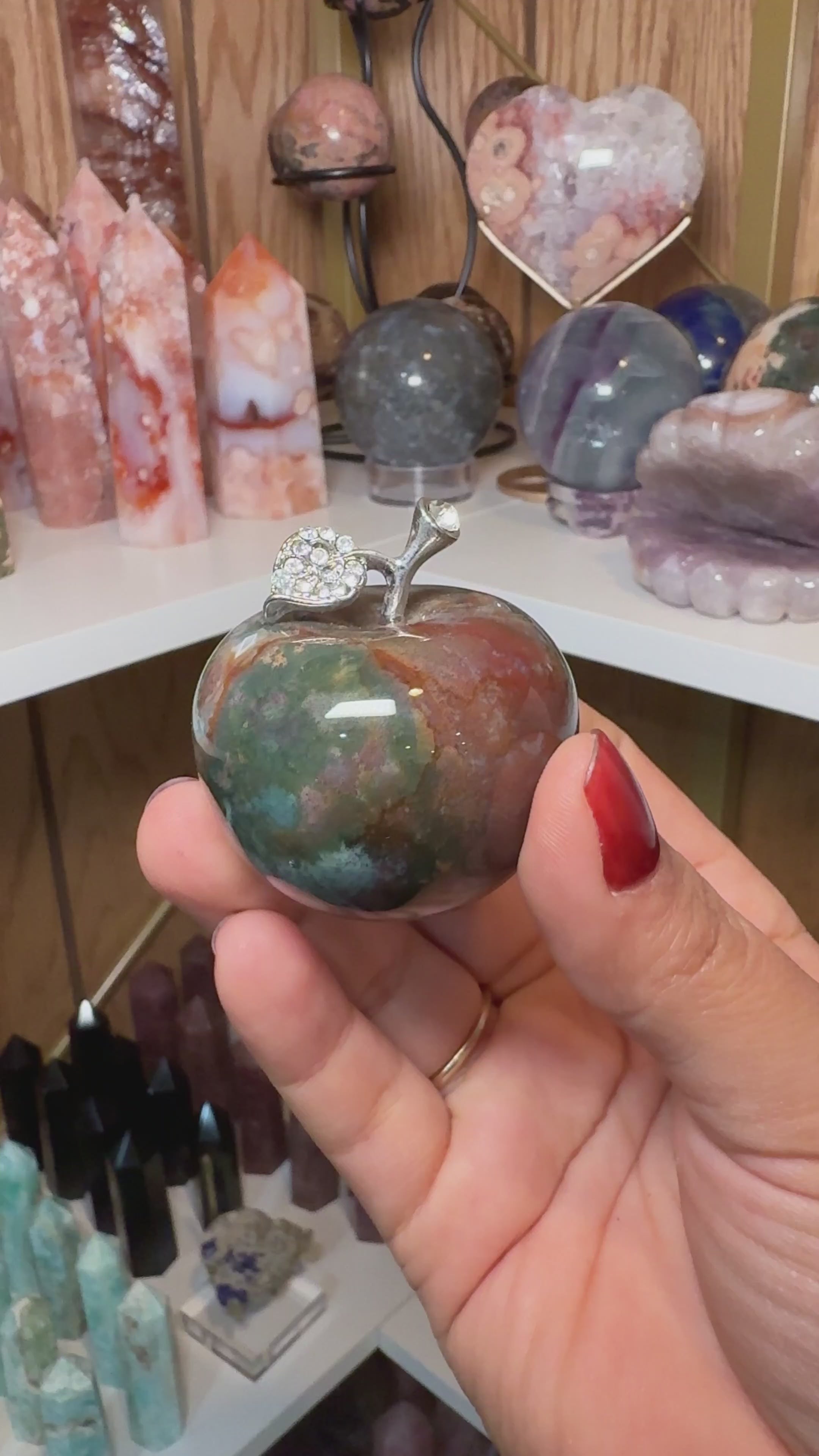 Ocean Jasper Apples with Rhinestones